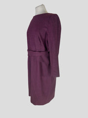 The Fold burgundy virgin wool blend along sleeve dress size UK16/US12