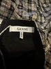 Ganni silver & black silk blend long sleeve top size UK8/US4