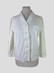 Prada white cropped cotton blend shirt size UK12/US8