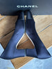 Chanel navy & black satin heels size UK6/US8