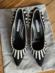 Manolo Blahnik black & white suede and leather heels size UK6.5/US8.5