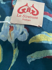 La Sirenuse green floral print 100% cotton sleeveless dress size UK12/US8