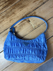 Prada blue Ruched Hobo small nylon handbag