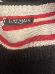 Balmain navy & red 100% virgin wool cardigan size UK16/ US12