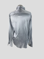 Frame silver silk blend long sleeve shirt size UK8/US4