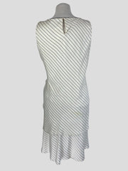 Brunello Cucinelli cream striped 100% silk dress size UK12/US8