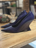 Liviana Conti purple leather pointy toe wedges size UK6/US8