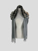 N. Peal grey 100% cashmere with rabbit fur scarf