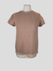 Brunello Cucinelli beige silk blend short sleeve top size UK12/UK8