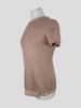 Brunello Cucinelli beige silk blend short sleeve top size UK12/UK8