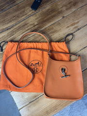 Hermes mini Vespa orange crossbody leather bag