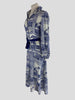 Claudie Pierlot blue & white 100% silk dress size UK8/US4