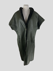 Unbranded leather dark khaki short sleeve waistcoat size UK10/US6