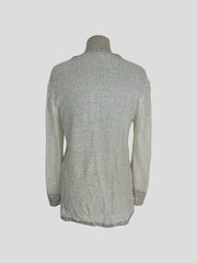 Amina Rubinacci white glitter linen & silk cardigan size UK14/US10