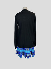 Emilio Pucci black & blue long sleeve dress size UK12/US8