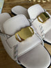 Agnona cream leather flat sandals size UK7/US9