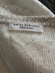 Amina Rubinacci white glitter linen & silk cardigan size UK14/US10