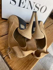 Senso beige suede open toe heels size UK5/US7