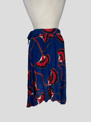 Ba&sh navy & red print A- line skirt size UK12/US8