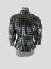 Ganni silver & black silk blend long sleeve top size UK8/US4