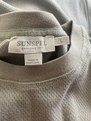 Sunspel grey cotton blend along sleeve top size UK12/US8