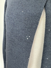 Brunello Cucinelli navy cotton & silk glitter cardigan size UK12/US8