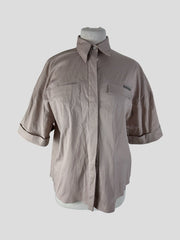 Brunello Cucinelli beige cotton blend shirt sleeve shirt size UK8/US4