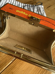 Anya Hindmarch orange python Hubba Bubba clutch