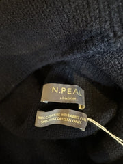 N. Peal navy 100% cashmere with rabbit fur hat