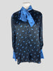 Luisa Cerano black & blue 100% silk blouse size UK14/US10