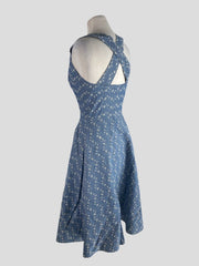 Kukly blue print 100% cotton sleeveless dress size UK8/US4