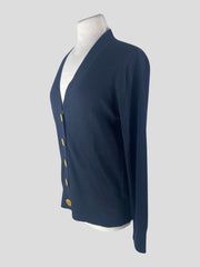 Tory Burch dark navy 100% merino wool cardigan size UK12/US8