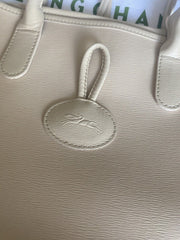 Longchamp Le Roseau cream leather tote shoulder large bag