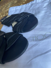 Jimmy Choo black leather flat sandals size UK6/US8