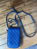 Chanel blue quilted leather CC chain phone holder pouch