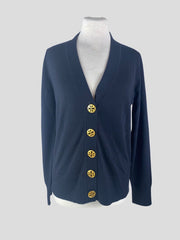 Tory Burch dark navy 100% merino wool cardigan size UK12/US8