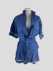 Adam Selman blue linen top & shorts set size UK8/US4