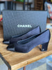 Chanel navy & black satin heels size UK6/US8