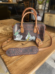 Moschino brown Looney Tunes leather crossbody small bag