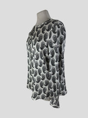 Kobi Halperin black & white silk blend blouse size UK10/US6