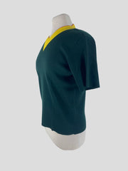 Celine green 100% wool short sleeve top size UK6/US2