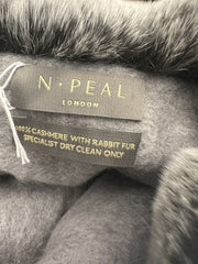 N. Peal grey 100% cashmere with rabbit fur scarf