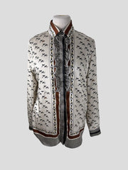 Altea multicoloured horse print long sleeve blouse size UK10/US6