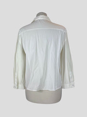 Prada white cropped cotton blend shirt size UK12/US8