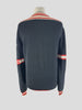 Balmain navy & red 100% virgin wool cardigan size UK16/ US12