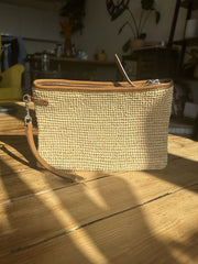 Isabel Marant straw beige & brown clutch bag