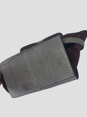 Celine grey/burgundy python and suede Trapeze medium handbag