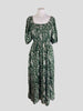 La Ligne green print 100% silk midi dress size UK12/US8