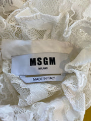 MSGM white lace see through long sleeve top size UK8/US4