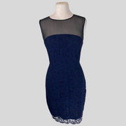 Diane Von Furstenberg navy & black lace sleeveless dress size UK12/US8